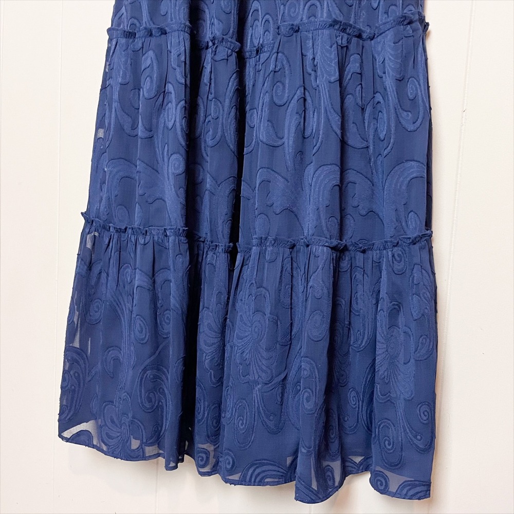 Lilly Pulitzer Hadley Smocked Maxi  Dress Small Navy Blue Paisley Preppy Tiered - Picture 6 of 12